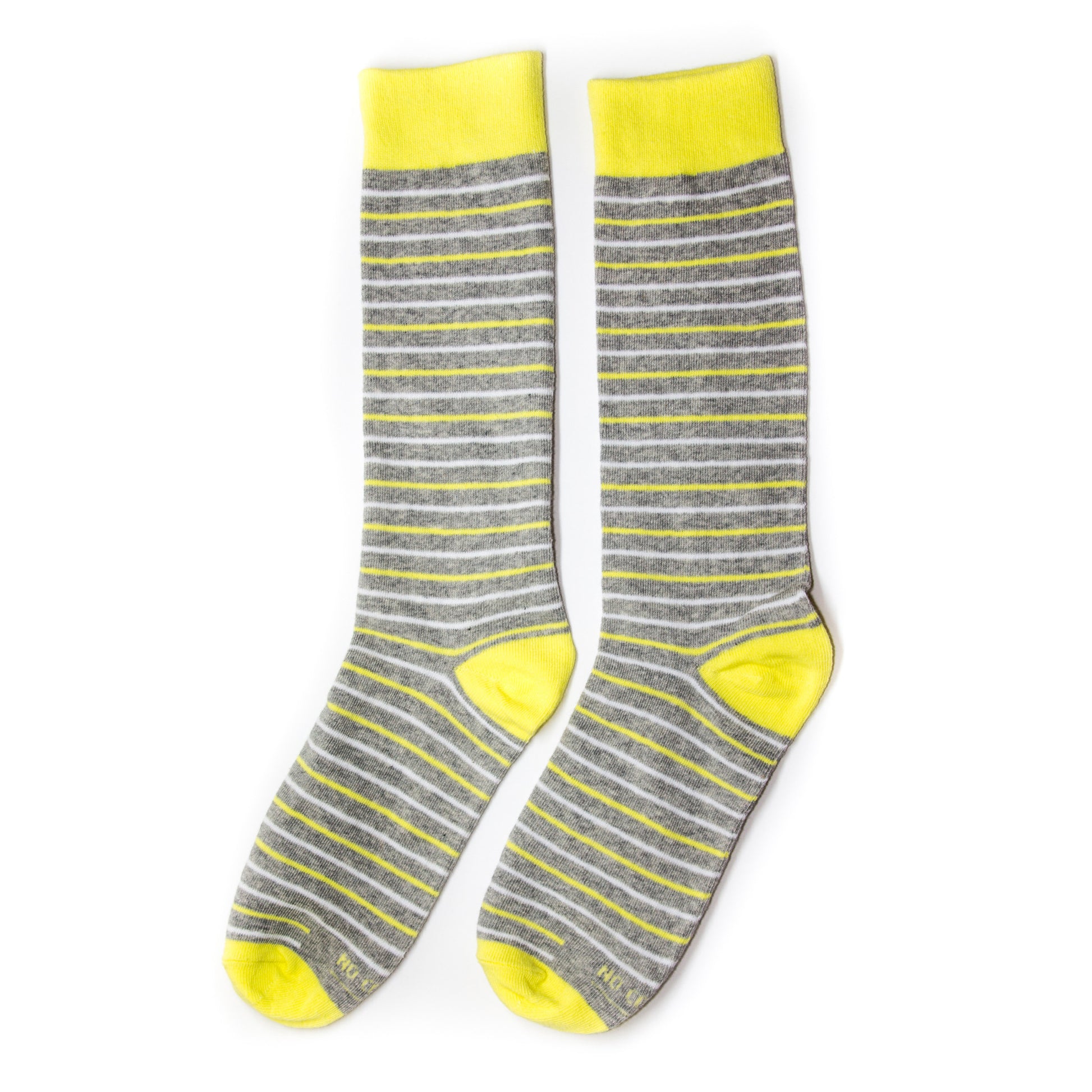 Yellow and Grey Striped Socks | NoColdFeet