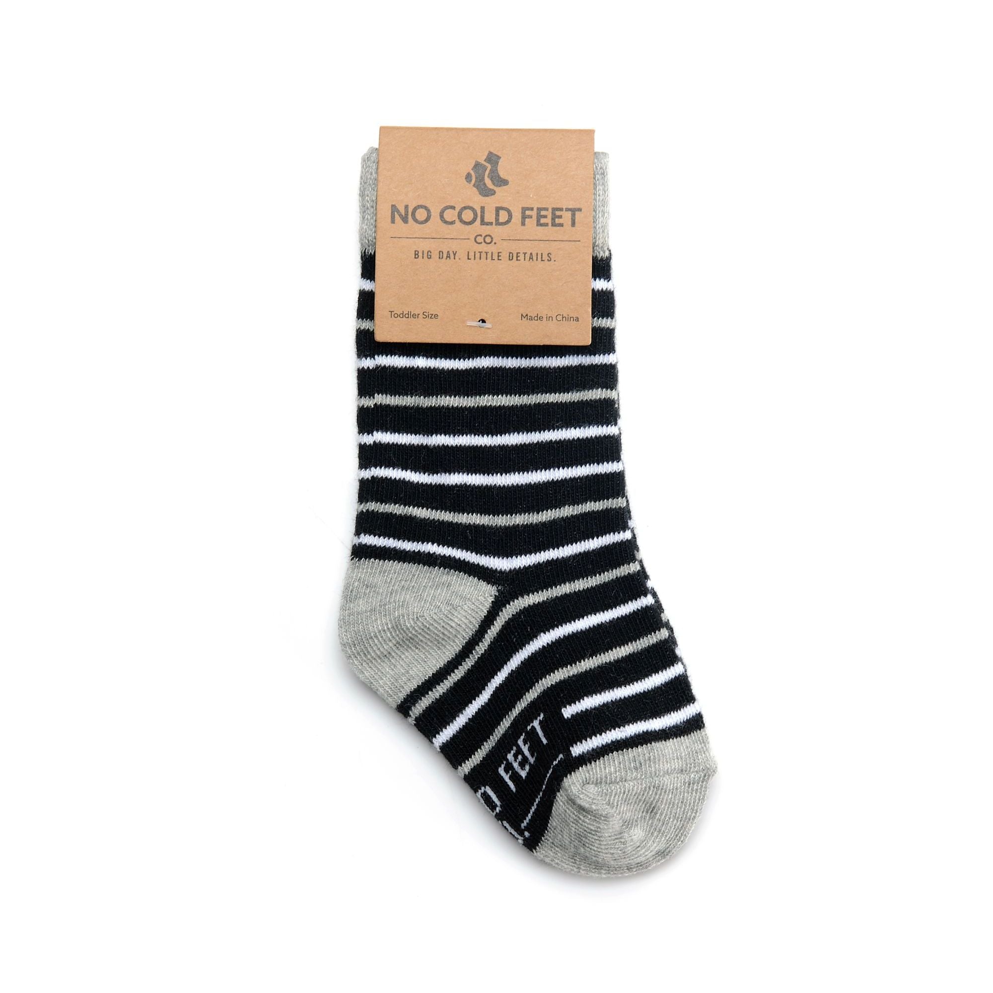 Black, White, and Grey Striped Toddler Socks