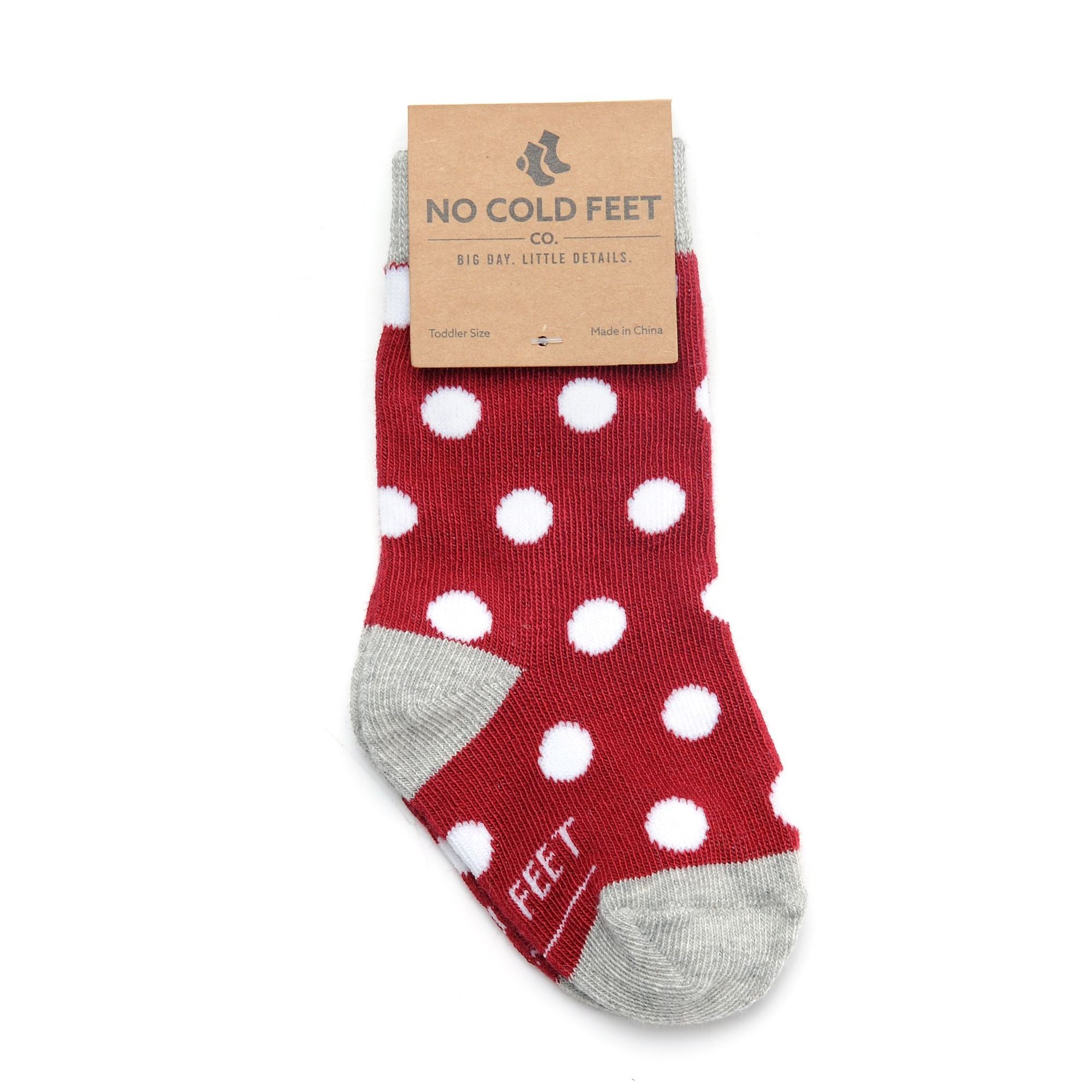 Burgundy with White Polka Dot Toddler Socks