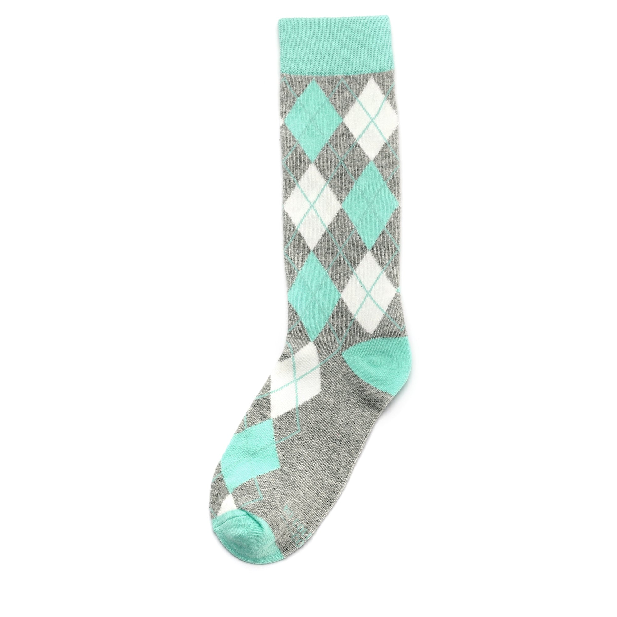 No Cold Feet Mint and Grey Argyle Socks