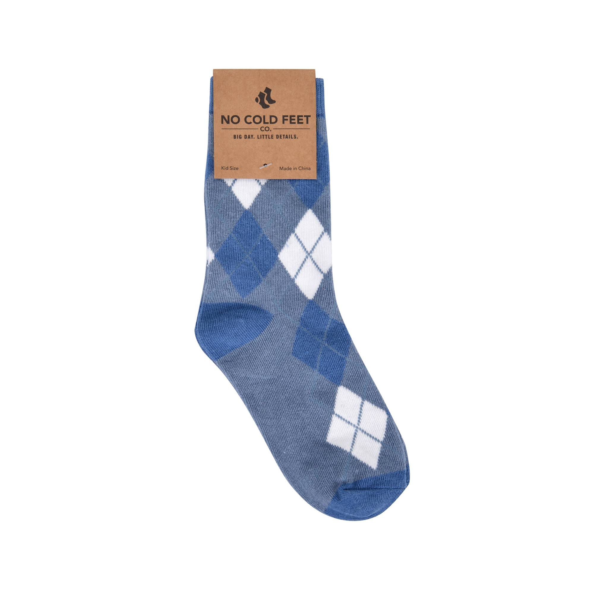 Dusty Blue Argyle Kids Socks