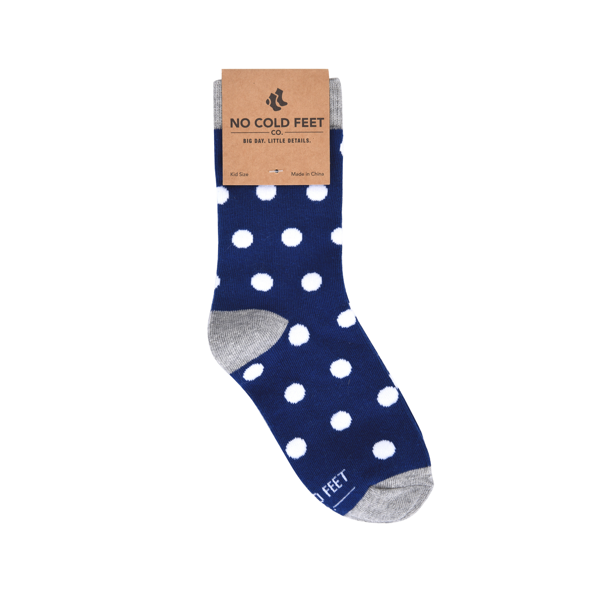 Navy with White Polka Dot Kids Socks
