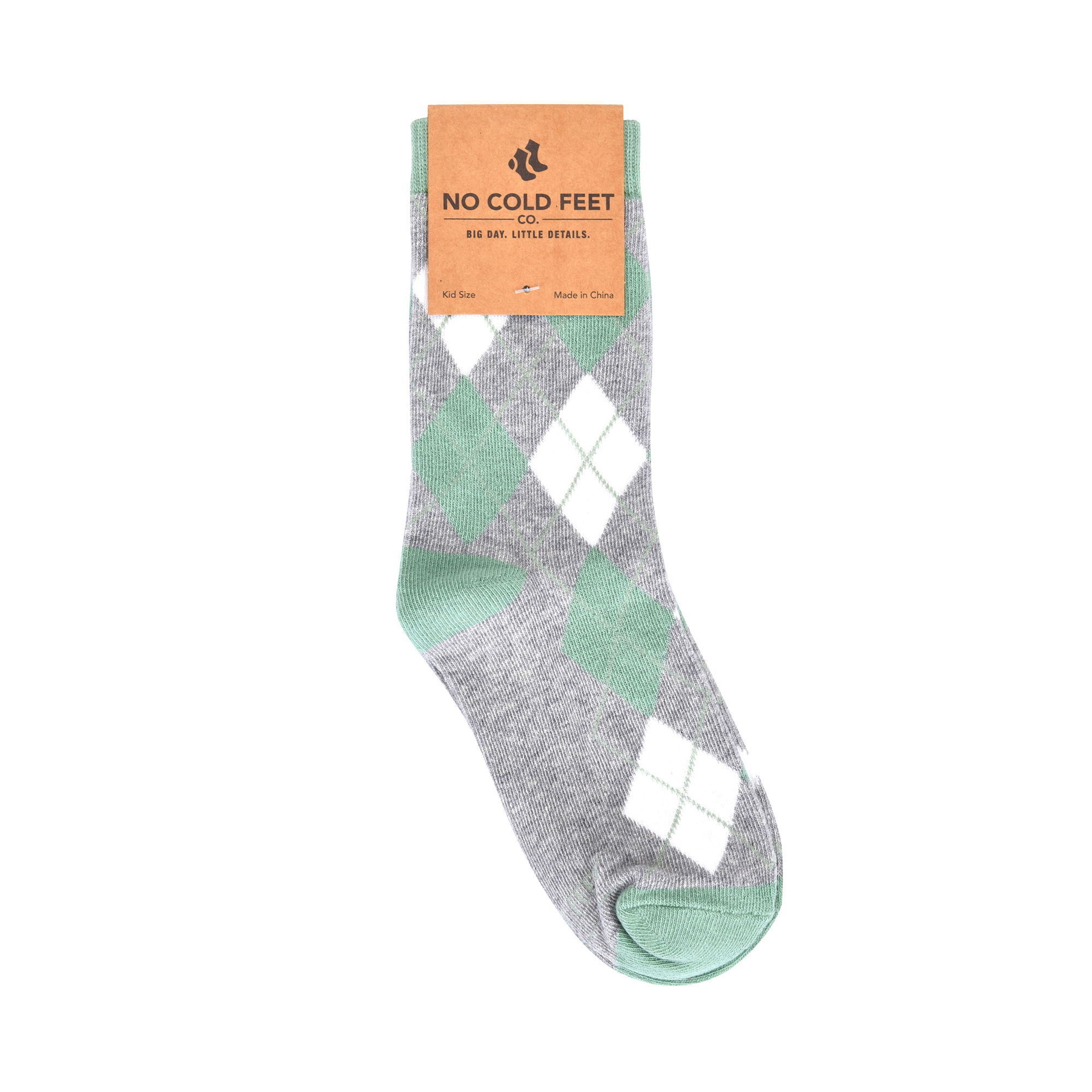 Sage Green Argyle Kids Socks