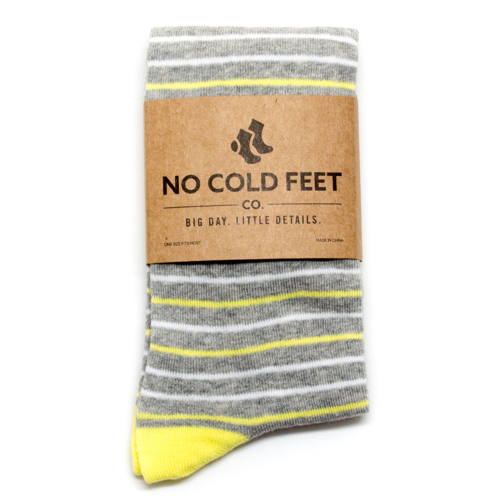 Yellow and Grey Striped Socks | NoColdFeet