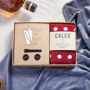Time To Suit Up Box with Engraved Round Cufflinks