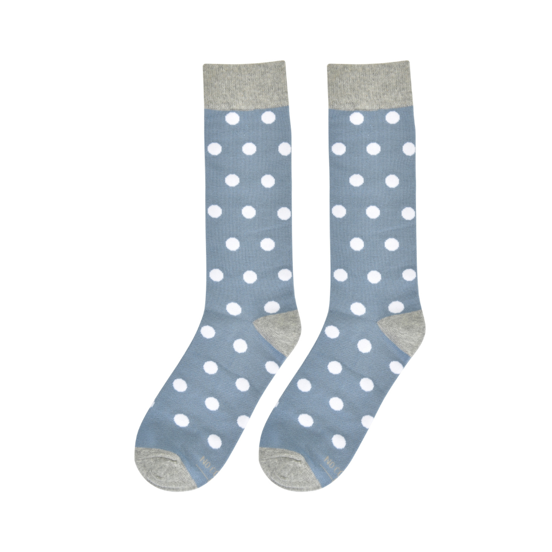 No Cold Feet Dusty Blue Socks with White Polka Dot Socks No Cold Feet Dusty Blue Socks with White Polka Dot Socks