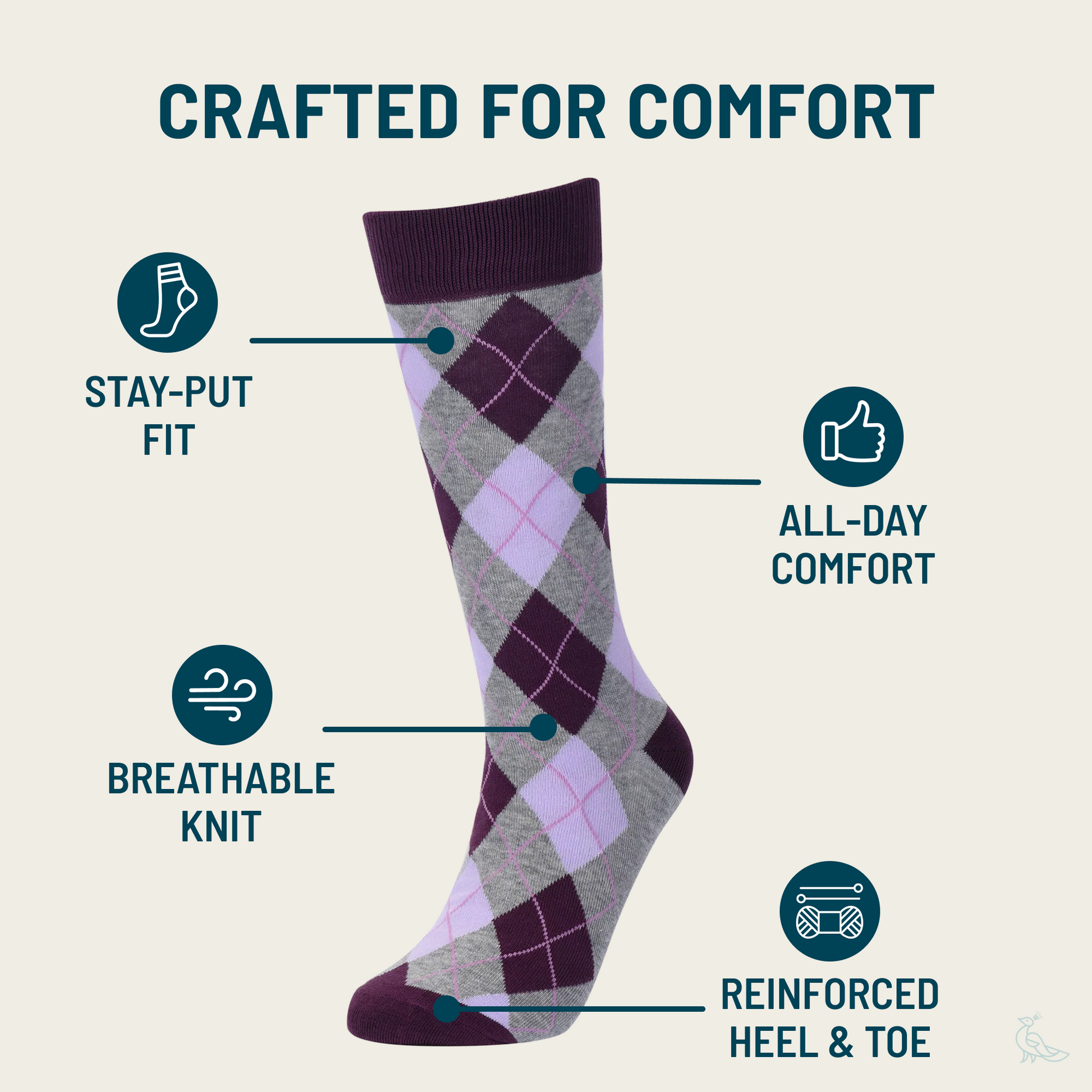 purple argyle dress socks Purple Argyle Dress Socks | Comfortable Occasion Crew Socks