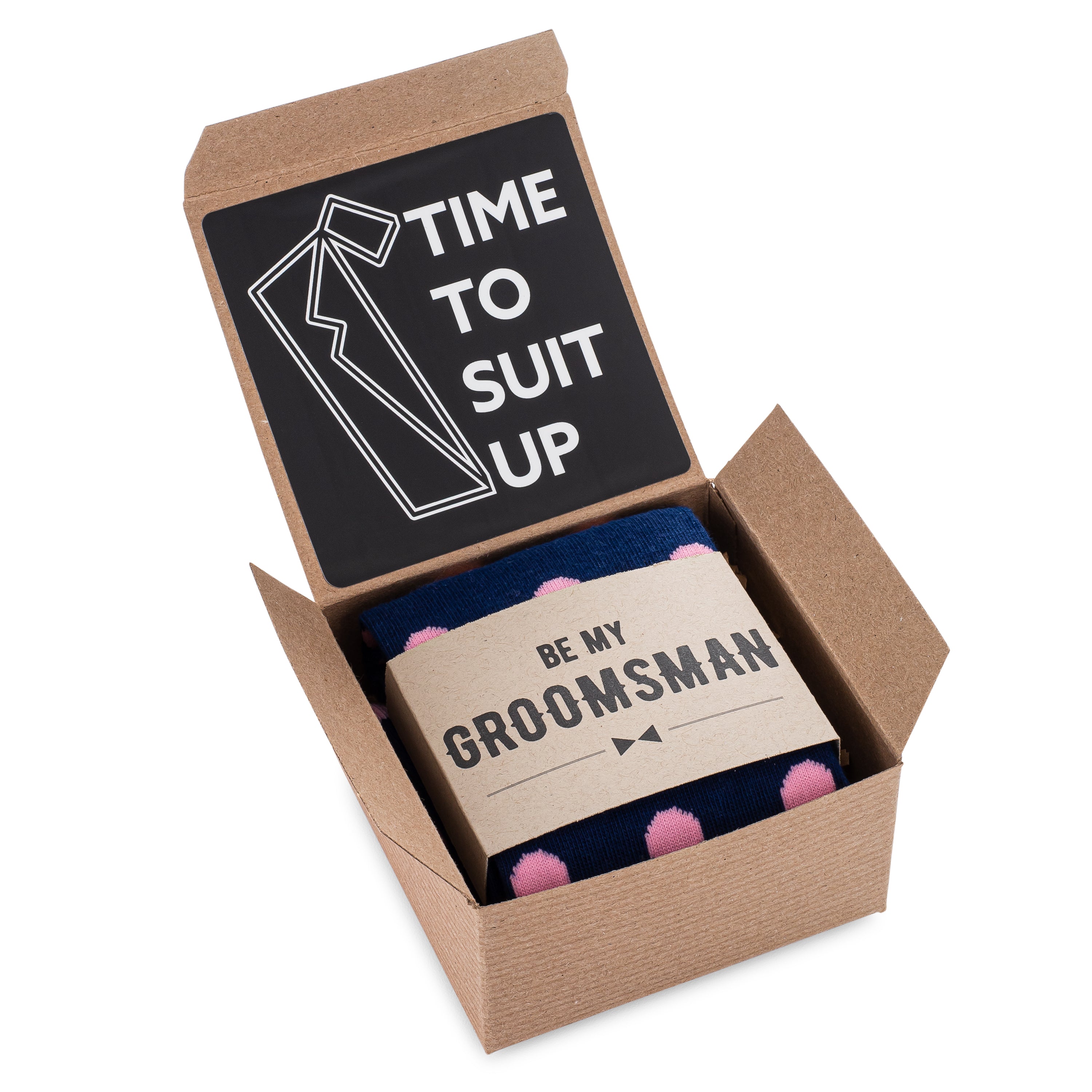 Time To Suit Up Box with Sock and Label