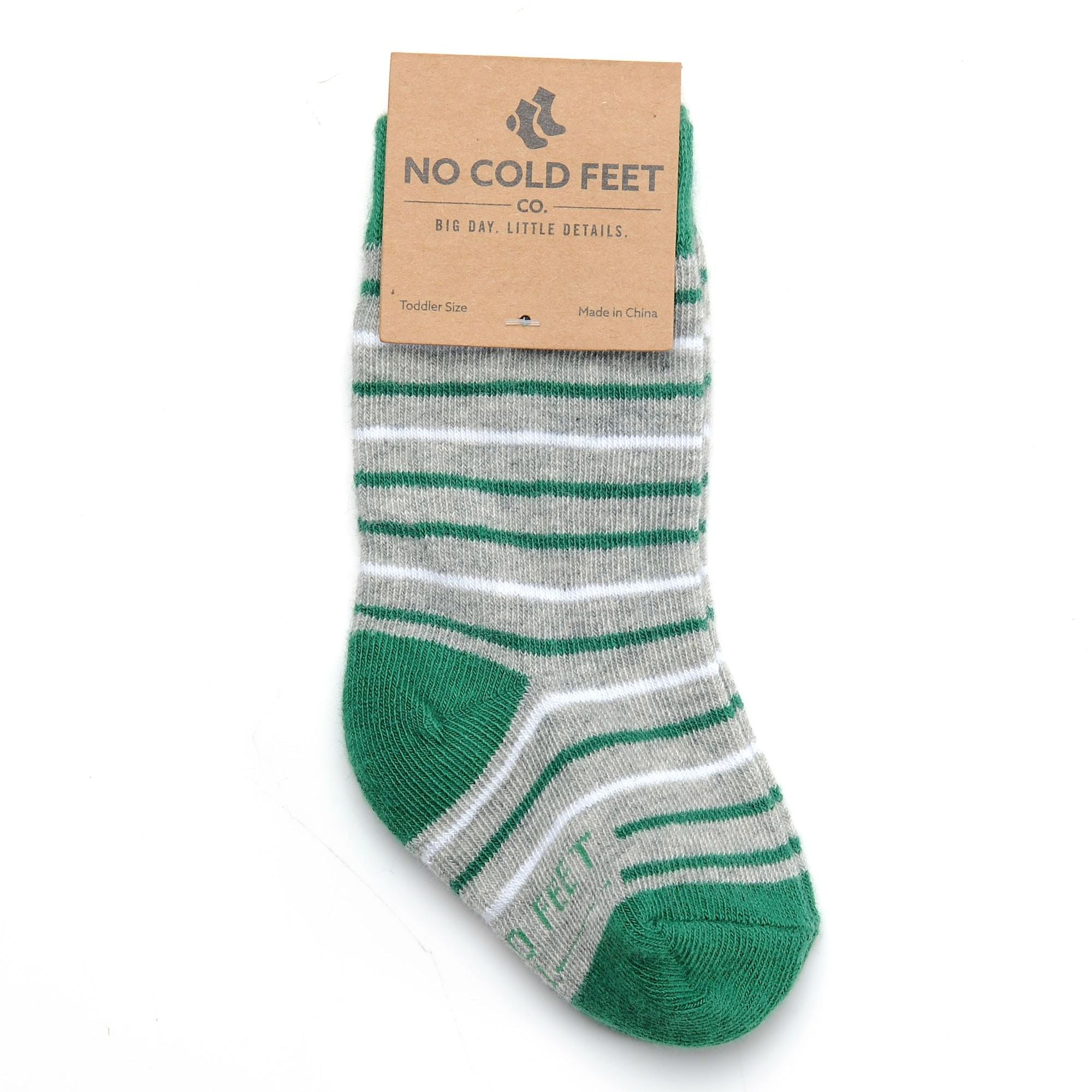 Green and Grey Striped Toddler Socks