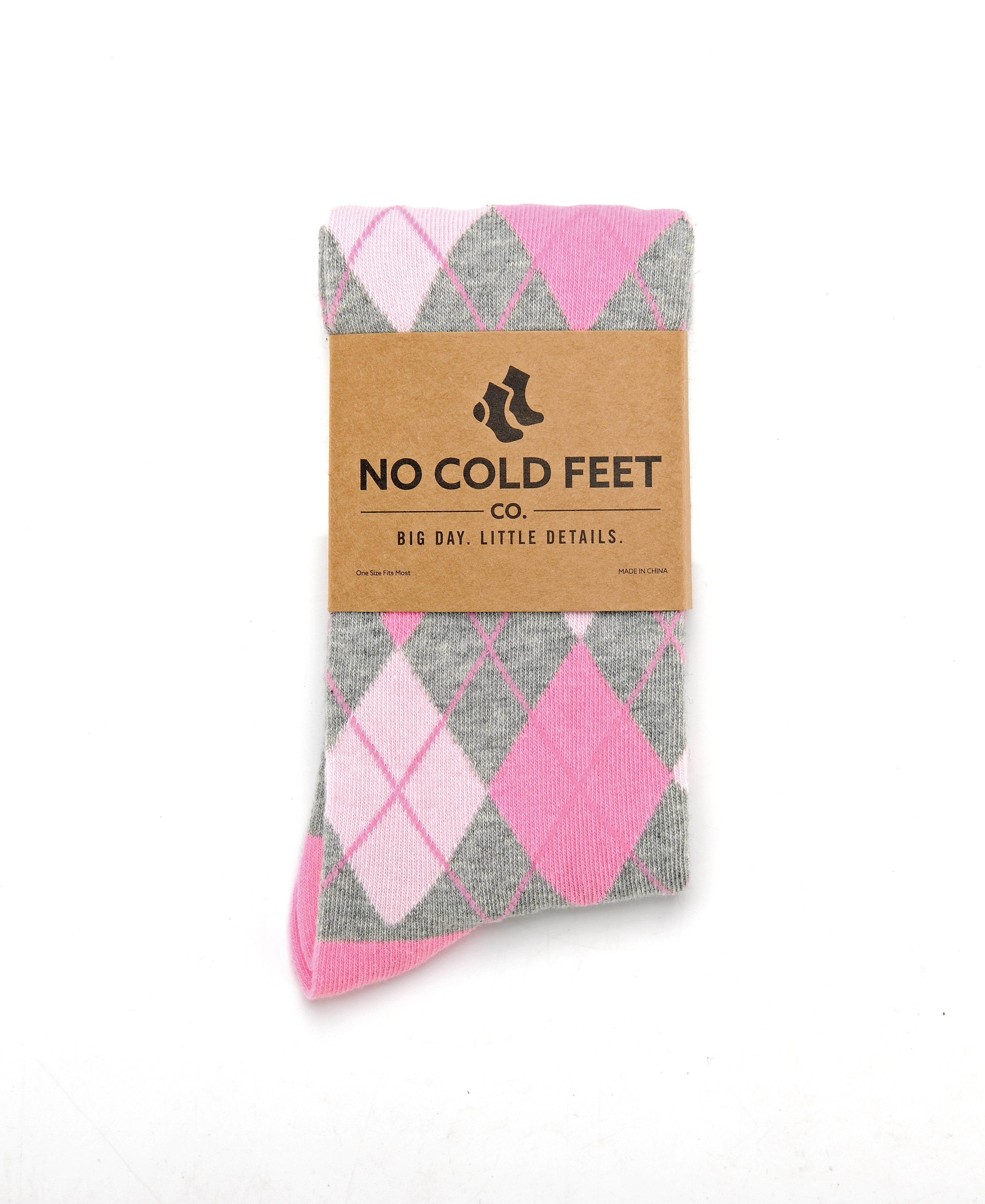 Pink and Grey Argyle Socks