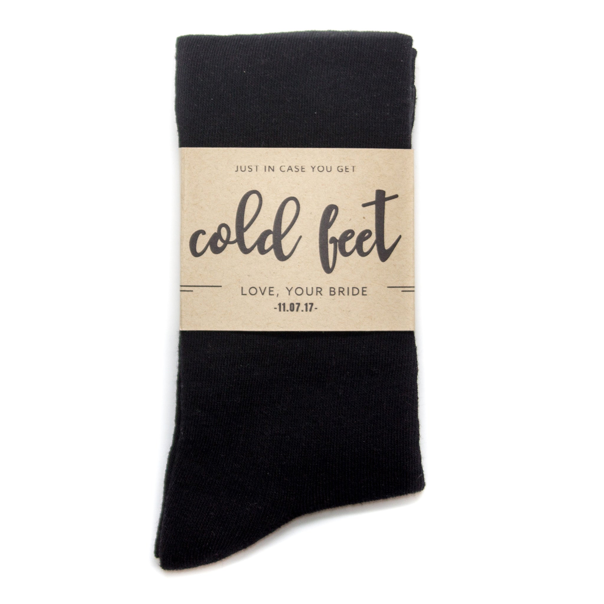 "In Case You Get Cold Feet" Label with Wedding Date | NoColdFeet